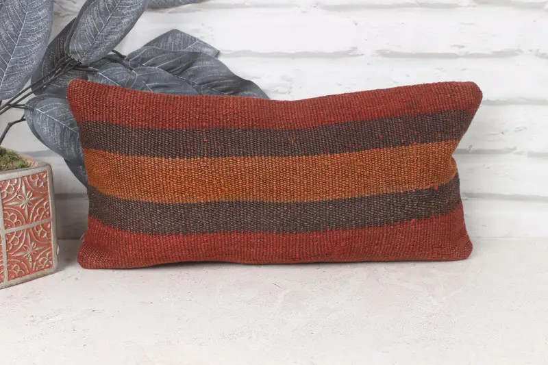 Home Decor Pillow, Cushion Case, Aesthetic Cushion Case, Kilim Cushion Sham, Bolster Pillow Case, 8x16 Brown Cushion, Boho Pillow - 1