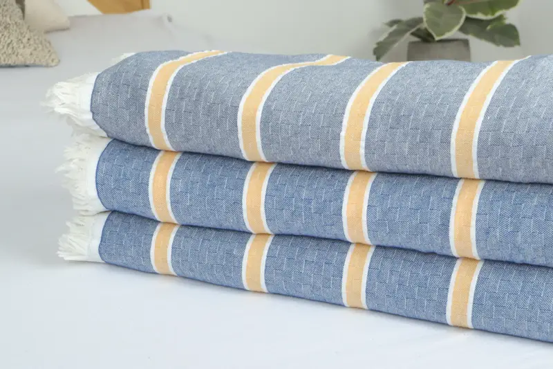 Bedspread, Boho Throw Blankets, Bridesmaid Gifts, Decorative Bedspread, Turkish Cotton Blanket, 96x84 Cotton Striped Towel, Bridal Shower Gifts - 2