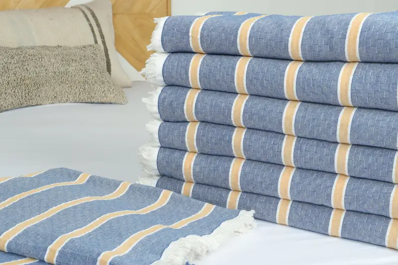Bedspread, Boho Throw Blankets, Bridesmaid Gifts, Decorative Bedspread, Turkish Cotton Blanket, 96x84 Cotton Striped Towel, Bridal Shower Gifts - 4