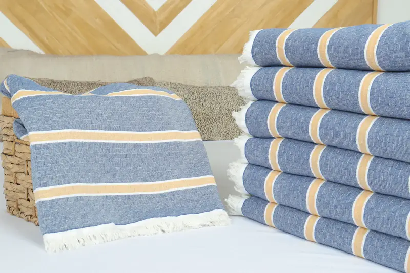 Bedspread, Boho Throw Blankets, Bridesmaid Gifts, Decorative Bedspread, Turkish Cotton Blanket, 96x84 Cotton Striped Towel, Bridal Shower Gifts - 5