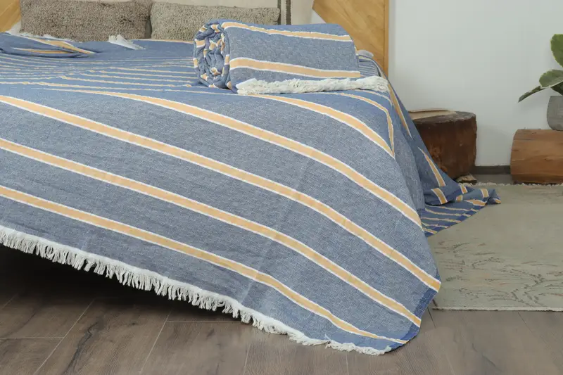 Bedspread, Boho Throw Blankets, Bridesmaid Gifts, Decorative Bedspread, Turkish Cotton Blanket, 96x84 Cotton Striped Towel, Bridal Shower Gifts - 8