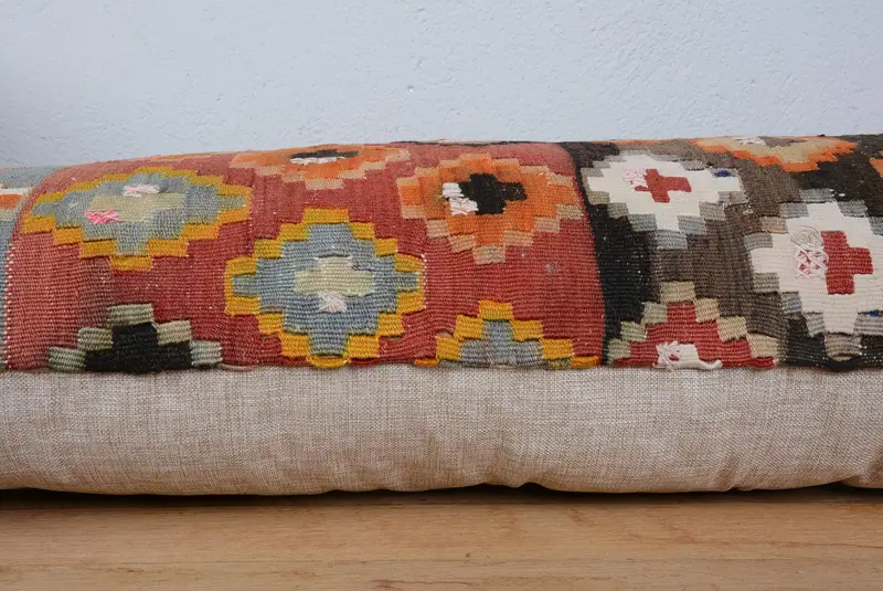 Kilim Pillow Cover, Couch Pillow, 16x48 Orange Pillow Sham, Cushion Case, Throw Kilim Pillow, Indoor Cushion Case, Vintage Kilim Pillow - 5