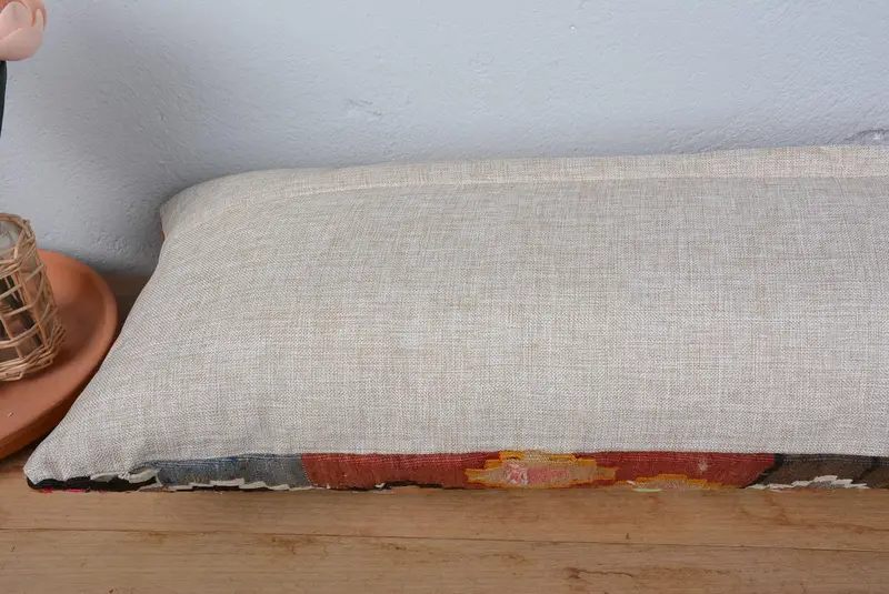 Kilim Pillow Cover, Couch Pillow, 16x48 Orange Pillow Sham, Cushion Case, Throw Kilim Pillow, Indoor Cushion Case, Vintage Kilim Pillow - 6
