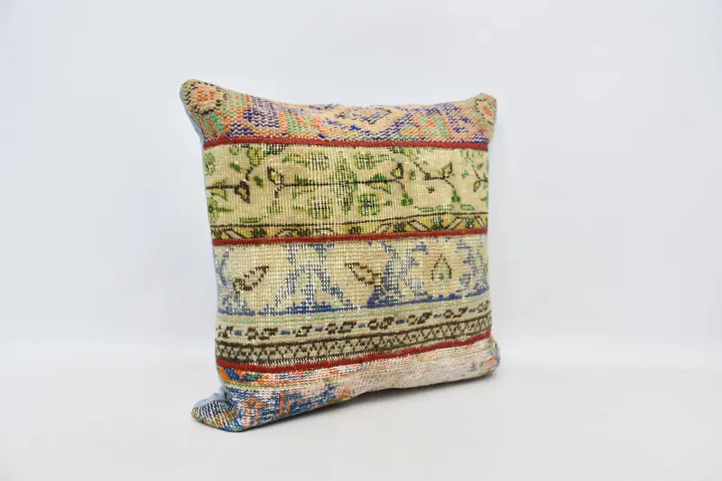 24x24 Blue Cushion Cover, Car Pillow Cover, Turkish Pillow, Home Decor Pillow, Vintage Kilim Pillow Pillow Case, Cushion Cover, Vintage Pillow - 3