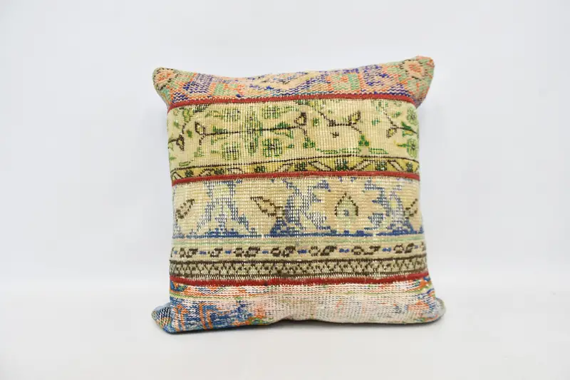 24x24 Blue Cushion Cover, Car Pillow Cover, Turkish Pillow, Home Decor Pillow, Vintage Kilim Pillow Pillow Case, Cushion Cover, Vintage Pillow - 1
