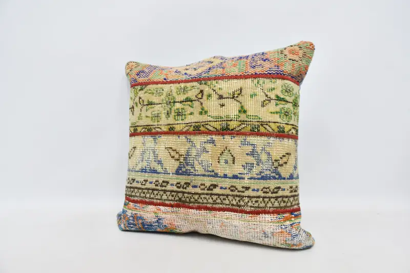 24x24 Blue Cushion Cover, Car Pillow Cover, Turkish Pillow, Home Decor Pillow, Vintage Kilim Pillow Pillow Case, Cushion Cover, Vintage Pillow - 4