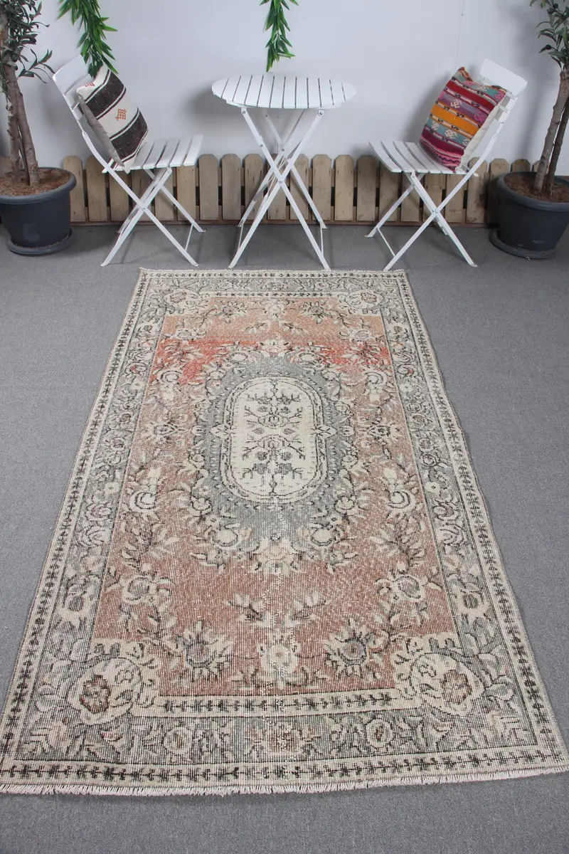 Green Rug with Orange Accents, 118x219 cm Elegant Decor