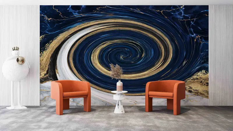 Marble Mural, Abstract Wall Art, Blue Marble Wall Paper, Paper Anniversary, Shimmery Wall Print, Custom Wall Paper, Gift For The Home, - 5