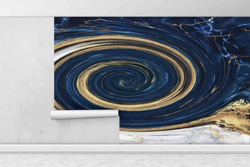 Marble Mural, Abstract Wall Art, Blue Marble Wall Paper, Paper Anniversary, Shimmery Wall Print, Custom Wall Paper, Gift For The Home, - 2