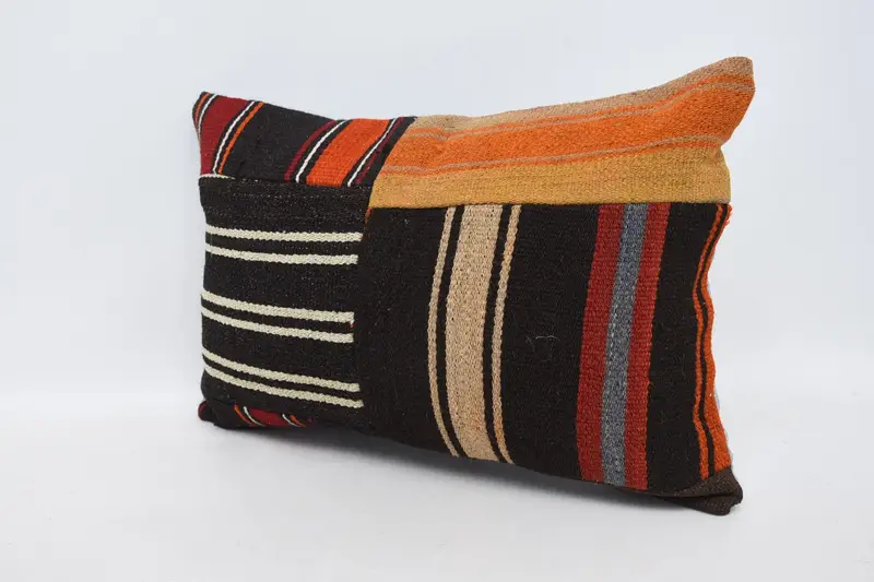 Vintage Kilim Pillow, 16x24 Brown Pillow Cover, Wool Kilim Pillow Pillow Case, Ethnical Kilim Rug Pillow, Cushion Case, Boho Pillow Sham Cover - 4
