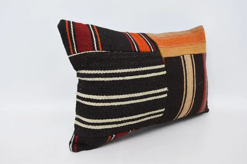 Vintage Kilim Pillow, 16x24 Brown Pillow Cover, Wool Kilim Pillow Pillow Case, Ethnical Kilim Rug Pillow, Cushion Case, Boho Pillow Sham Cover - 3