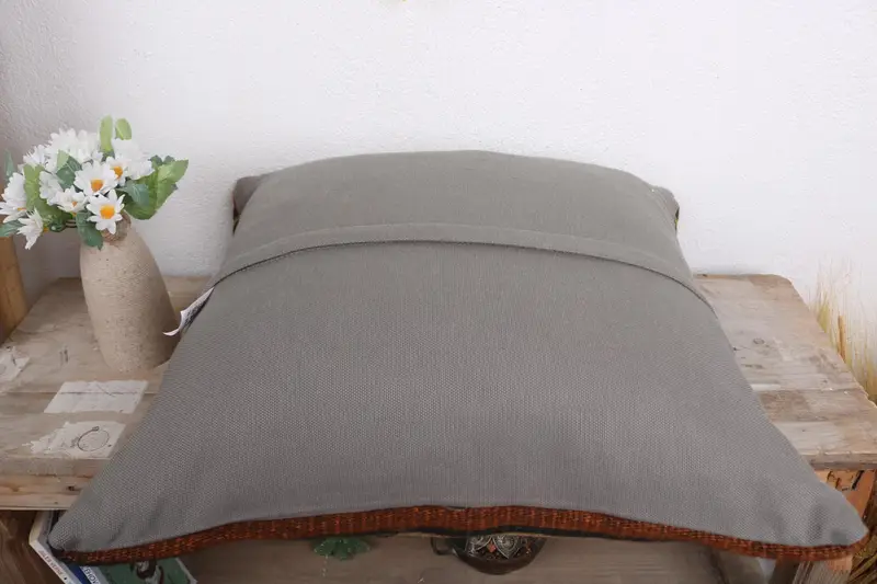 Cushion Case, Antique Pillows, Ottoman Pillow Case, Ethnical Kilim Rug Pillow, Boho Chic Cushion, 18x18 Beige Pillow Sham, Boho Pillow Sham Cover - 7