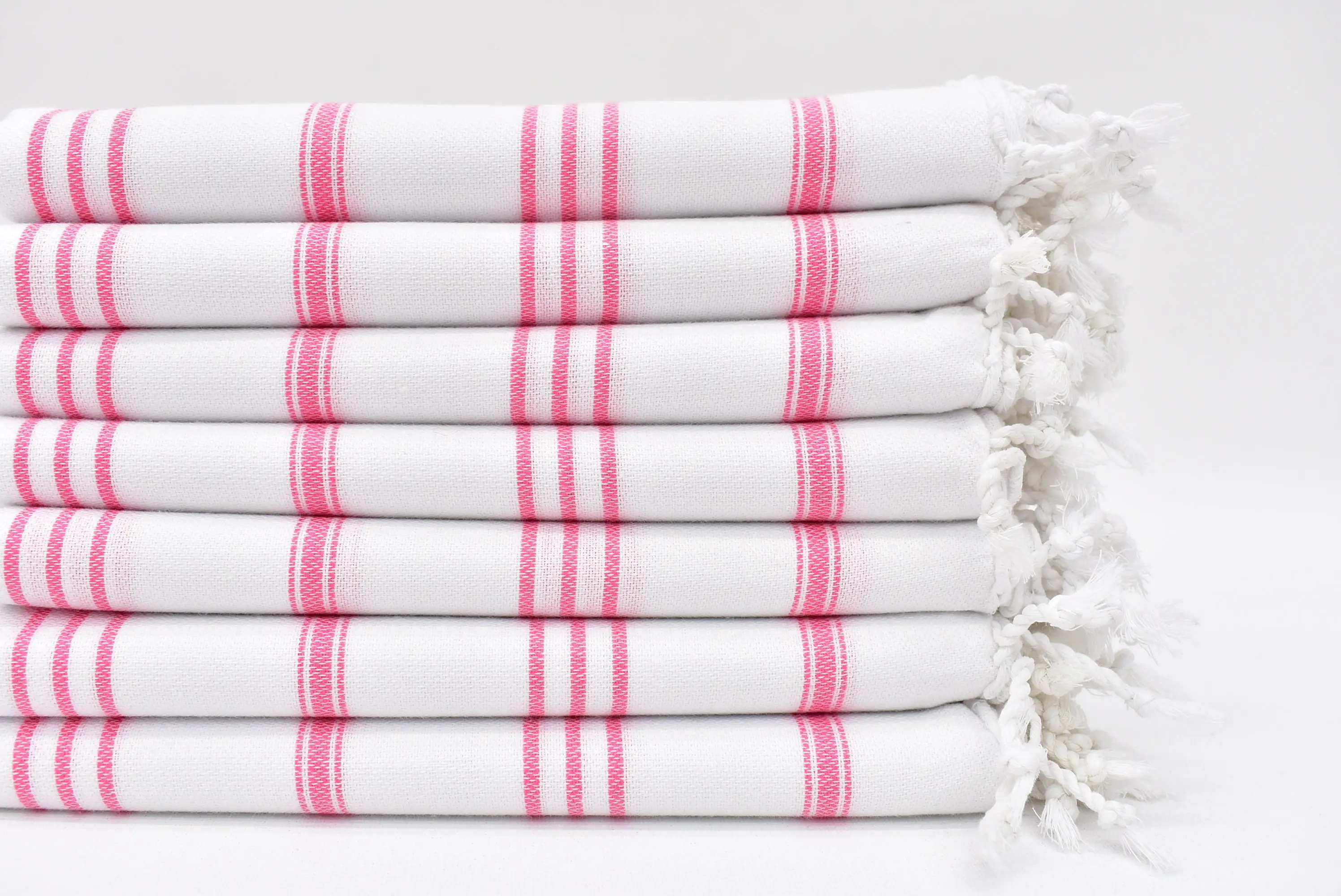 Personalized Pink Striped Dish Towel, 40x24 Inches, White, Organic Cotton - 1