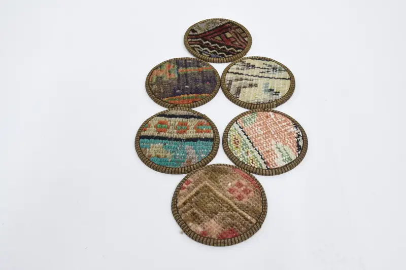 Bohemian Blue and Red Round Coaster, Unique Bohemian Coaster