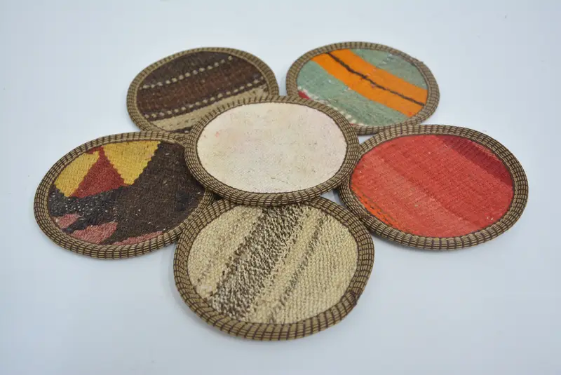 Posavasos bohemio rojo y verde, posavasos redondo antideslizante