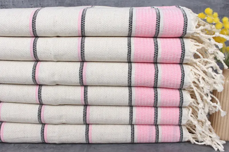 Turkish Hand Towel Pink Washcloth Striped, 20x40 Inches