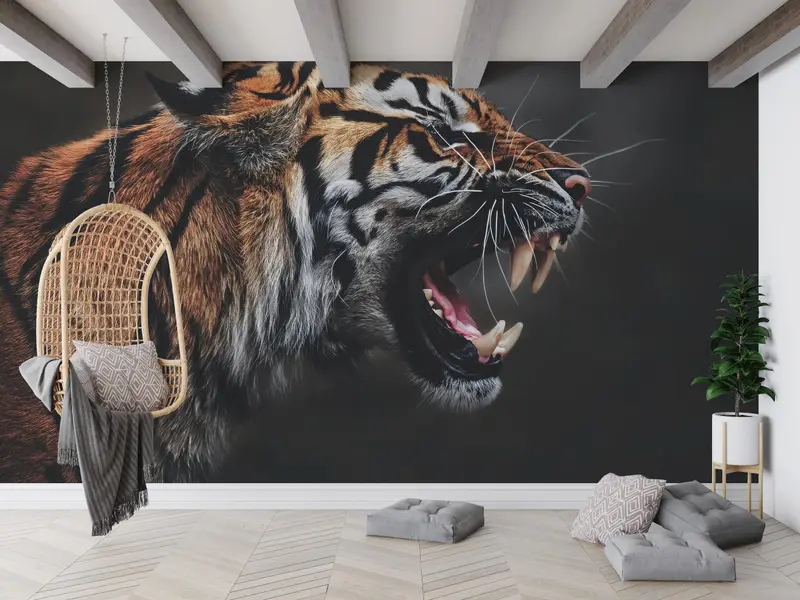 Majestätische Tiger-Wildlife-gedruckte Tapete für die moderne Menschenhöhle