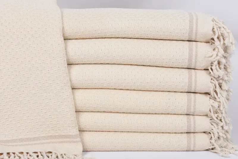 Light Beige Striped Monogram Towel, Bachelorette Gift, 67x36 Inches