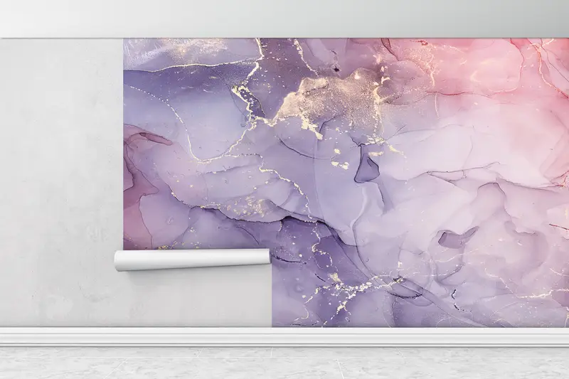 Purple And Pink Marble, Bright Wall Paper, Modern Wall Paper, Shimmery Wall Decor, Paper Wall Art, Luxury Marble Mural, - 9