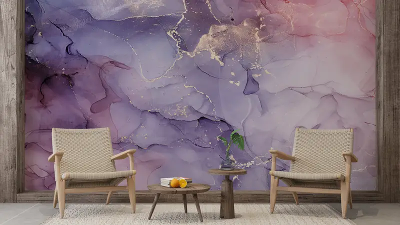 Purple And Pink Marble, Bright Wall Paper, Modern Wall Paper, Shimmery Wall Decor, Paper Wall Art, Luxury Marble Mural, - 12