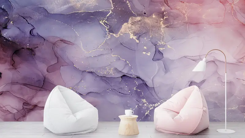 Purple And Pink Marble, Bright Wall Paper, Modern Wall Paper, Shimmery Wall Decor, Paper Wall Art, Luxury Marble Mural, - 2