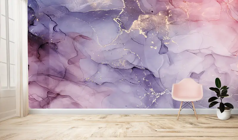 Purple And Pink Marble, Bright Wall Paper, Modern Wall Paper, Shimmery Wall Decor, Paper Wall Art, Luxury Marble Mural, - 18