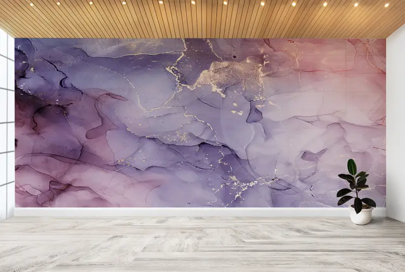 Purple And Pink Marble, Bright Wall Paper, Modern Wall Paper, Shimmery Wall Decor, Paper Wall Art, Luxury Marble Mural, - 4