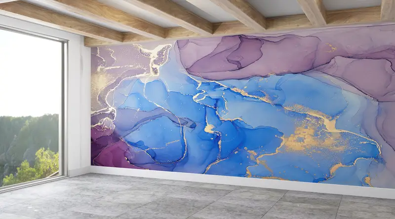 Elegant Printed Wallpaper: Luxury Marble, Shimmery, Colorful Patterns