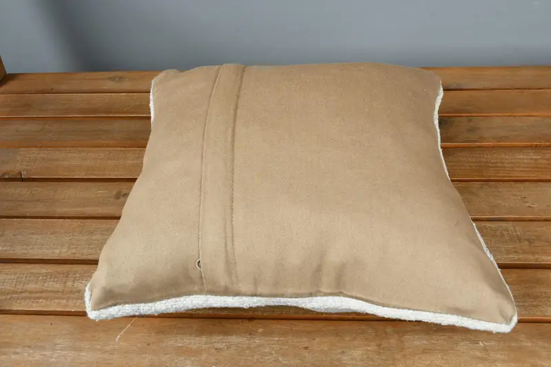 Cushion, Crochet Pattern Cushion Cover, Pillow for Couch, Boho Pillow, Neutral Cushion Cover, Vintage Kilim Pillow, 14x14 Beige Pillow - 5
