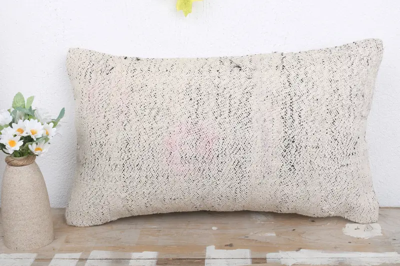 Ikat Pillow Cover, Boho Pillow, 12x20 White Pillow Case, Cushion, Vintage Kilim Pillow, Handmade Pillow Sham, Seat Pillow Cover, Pillow for Couch - 2
