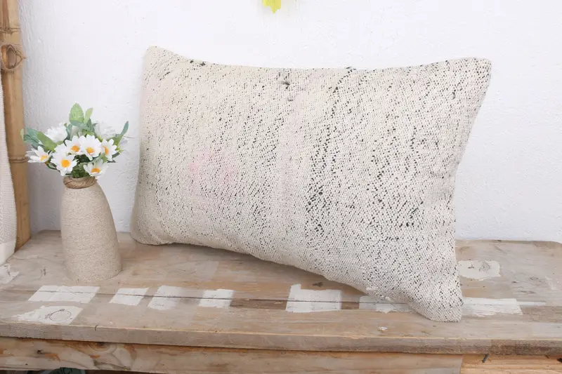 Ikat Pillow Cover, Boho Pillow, 12x20 White Pillow Case, Cushion, Vintage Kilim Pillow, Handmade Pillow Sham, Seat Pillow Cover, Pillow for Couch - 4