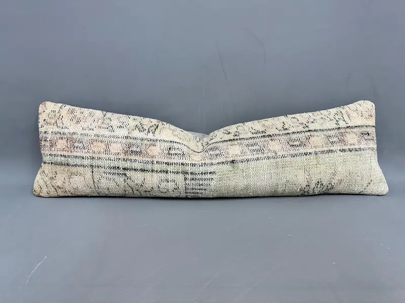 Almohada de lanzamiento bordada del suroeste beige, cojín vintage hecho a mano