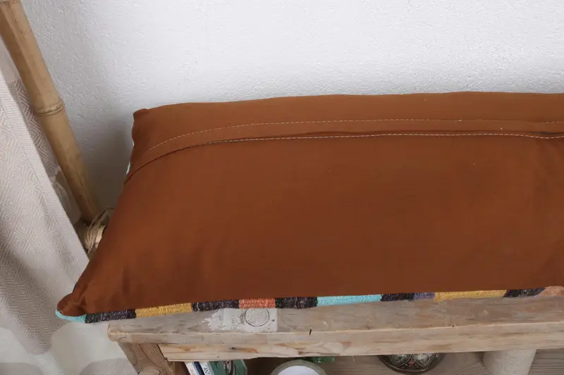 Cushion Case, Patio Pillow Cover, Kilim Cushion Sham, Kilim Pillow Cover, Boho Pillow, Wool Kilim Pillow Pillow Cover, 12x36 Yellow Cushion Cover - 7