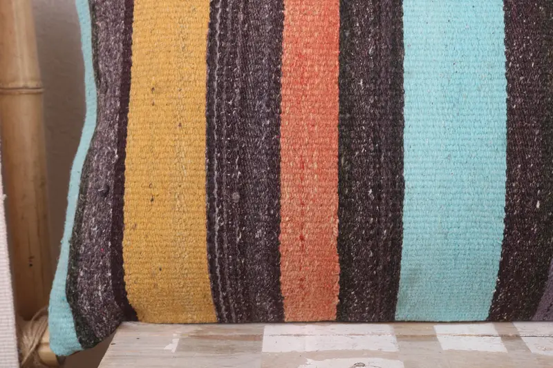 Cushion Case, Patio Pillow Cover, Kilim Cushion Sham, Kilim Pillow Cover, Boho Pillow, Wool Kilim Pillow Pillow Cover, 12x36 Yellow Cushion Cover - 3