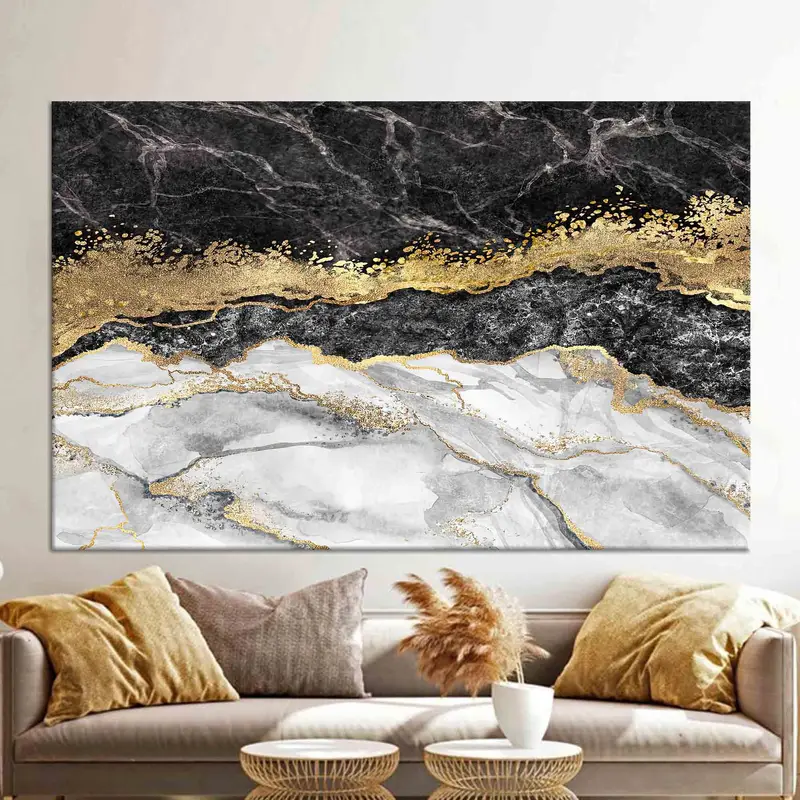 エレガントで豪華な大理石プリントキャンバス - モダンでキラキラとしたアート