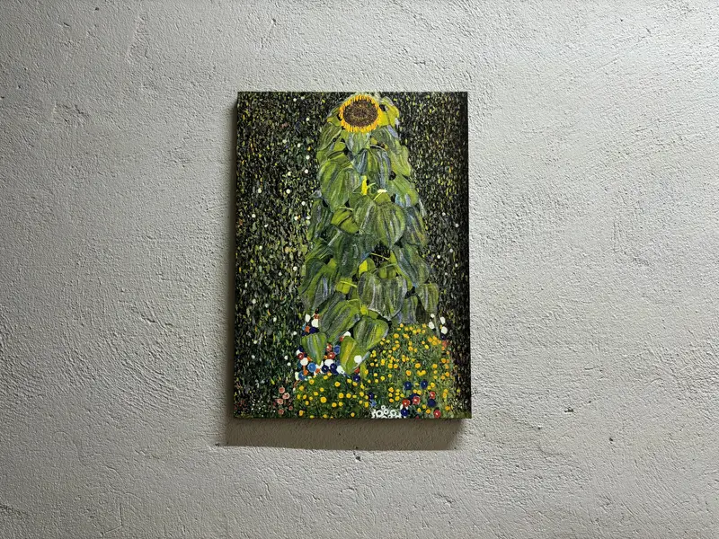 グスタフ クリムト ひまわり キャンバス プリント - エレガントなフラワー アート