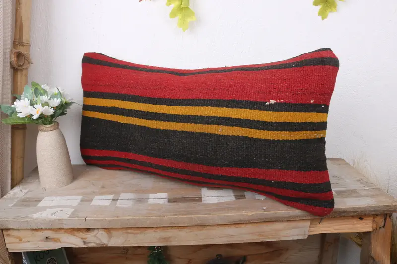 Pillow for Couch, Pillow for Sofa, Cushion Cover, Cotton Cushion, Wholesale Pillow Sham, Bright Pillow Case, Kilim Pillow, 12x24 Red Pillow - 4