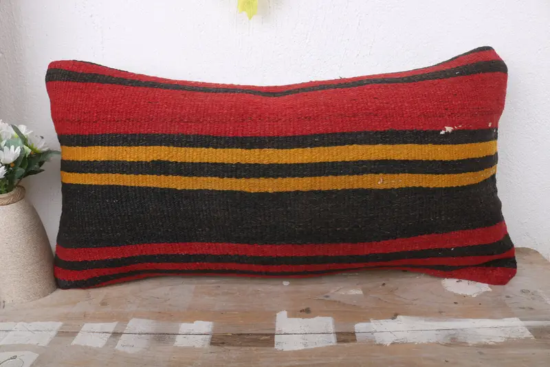 Pillow for Couch, Pillow for Sofa, Cushion Cover, Cotton Cushion, Wholesale Pillow Sham, Bright Pillow Case, Kilim Pillow, 12x24 Red Pillow - 2