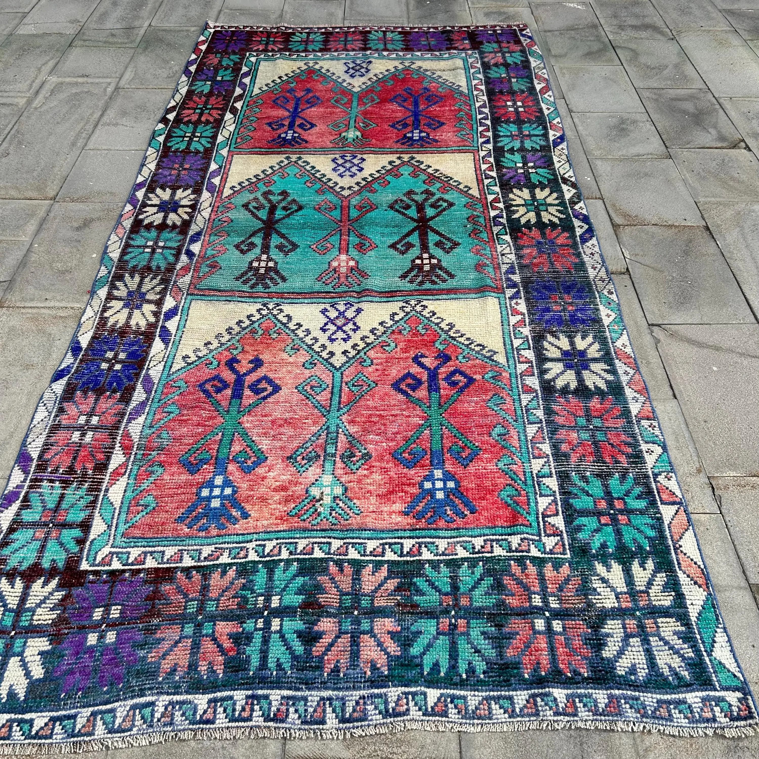 4.9x10.4 ft Türk Halısı, Büyük Vintage Halı, Kırmızı Fas Halısı - 1