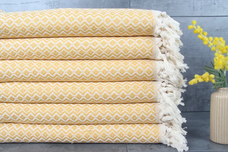 Beach Towel Organic Cotton Mustard Beige, 40x71 Inches