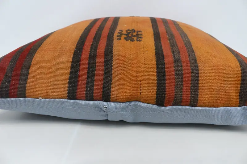 Cushion Cover, Bed Pillow, 28x28 Orange Pillow Case, Handmade Throw Pillow Sham, Vintage Pillow, Throw Kilim Pillow, Gift Pillow - 5
