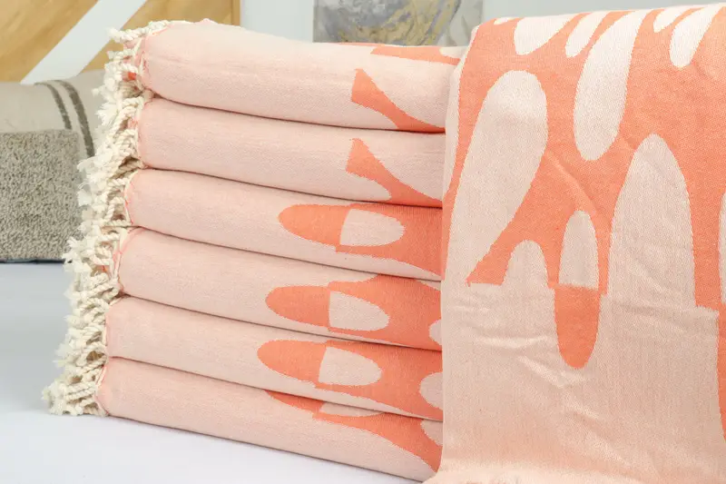 100x80 Cotton Turtle Design Towel, Personalized Gifts, Personalised Gift, Woven Blanket, Personalized Blanket, Turkish Bedspread, Best Wedding Gift - 2