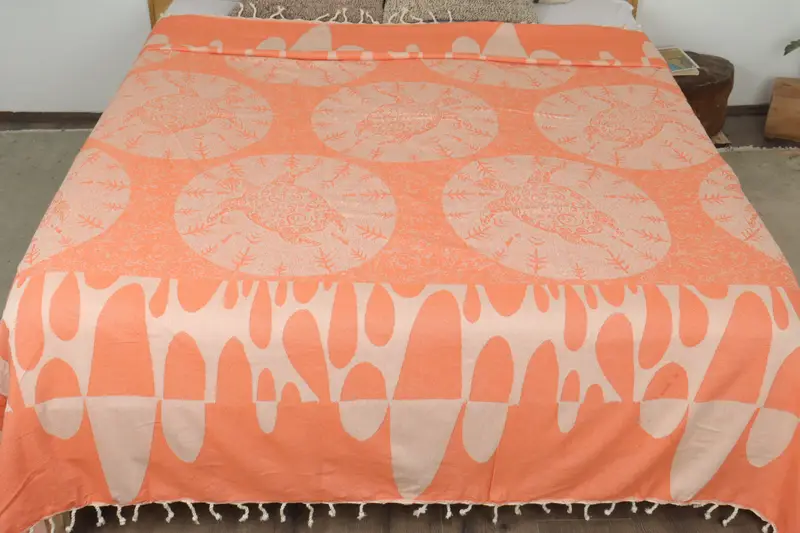 100x80 Cotton Turtle Design Towel, Personalized Gifts, Personalised Gift, Woven Blanket, Personalized Blanket, Turkish Bedspread, Best Wedding Gift - 8