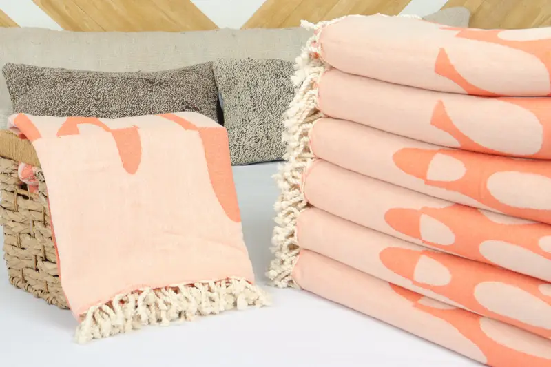 100x80 Cotton Turtle Design Towel, Personalized Gifts, Personalised Gift, Woven Blanket, Personalized Blanket, Turkish Bedspread, Best Wedding Gift - 4
