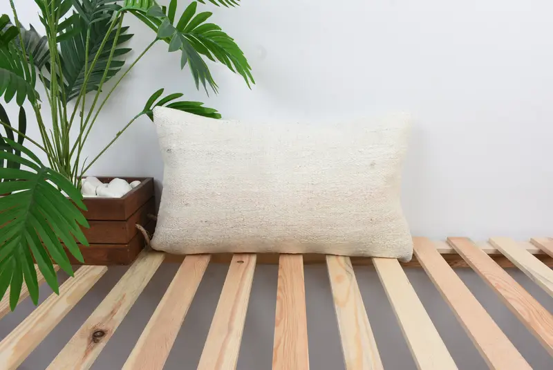 Antique Pillows, Accent Throw Pillow Cover, Pillow, Kilim Pillow, 12x20 White Pillow Sham, Vintage Throw Cushion Cover, Home Decor Pillow - 1