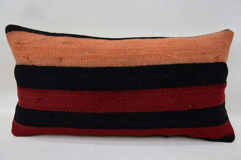 Vintage Kilim Pillow, Vintage Pillow, 12x24 Red Pillow Sham, Authentic Cushion Case, Bright Cushion Case, Pillow for Couch, Cushion - 4