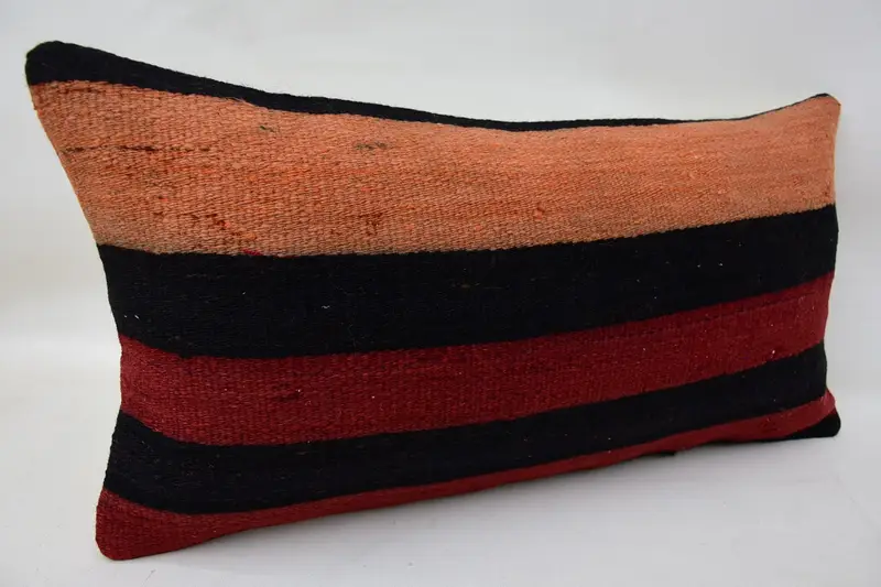 Vintage Kilim Pillow, Vintage Pillow, 12x24 Red Pillow Sham, Authentic Cushion Case, Bright Cushion Case, Pillow for Couch, Cushion - 2