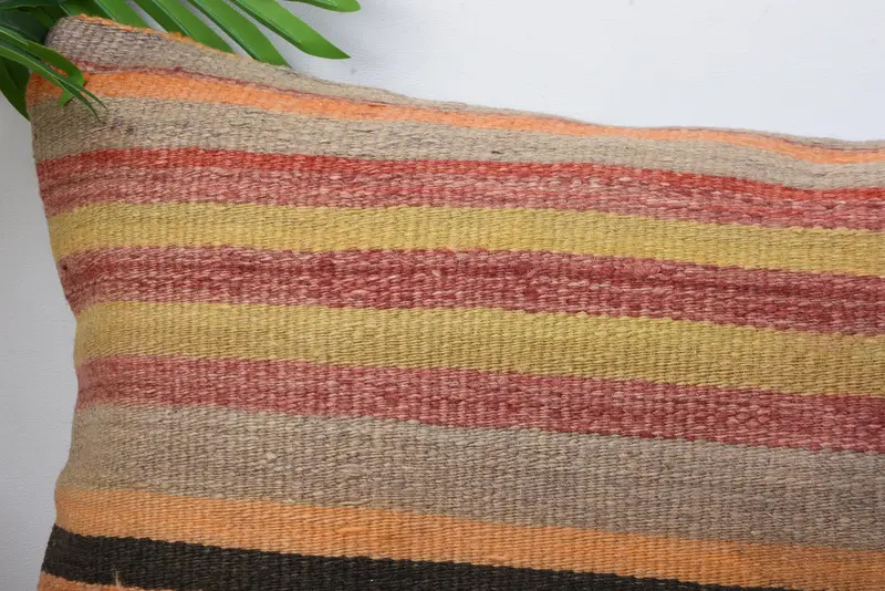 Bed Pillow Sham, Kilim Cushion Sham, 12x20 Yellow Pillow Cover, Vintage Kilim Throw Pillow, Cushion Case, Interior Designer Pillow - 2