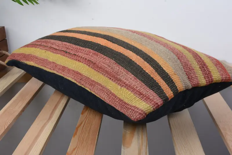 Bed Pillow Sham, Kilim Cushion Sham, 12x20 Yellow Pillow Cover, Vintage Kilim Throw Pillow, Cushion Case, Interior Designer Pillow - 6