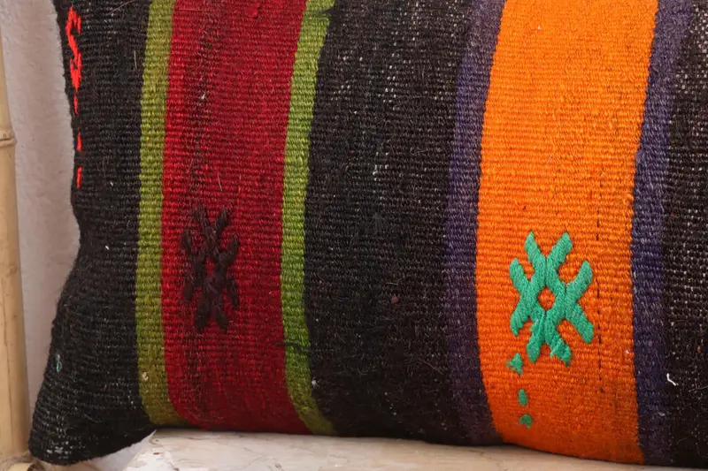 Turkish Kilim Pillow, Pillow Cover, Home Decor Pillow, Retro Throw Pillow Sham, Garden Cushion Case, Boho Pillow Sham Cover, 12x36 Brown Pillow - 3